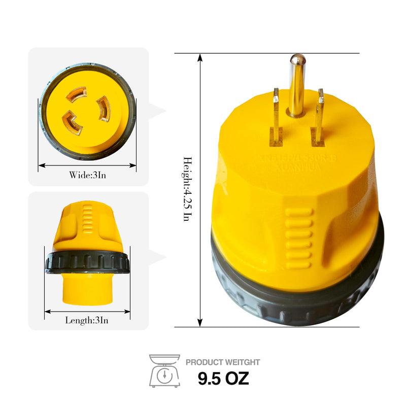 NEMA 5-15P to NEMA L5-30R Twist Locking Shore Power Plug 30 Amp to 15 Amp 110 RV Adapter , 15A Household Male to 30A RV Female Electrical Converter for RV Camper Caravan Van Travel Trailer