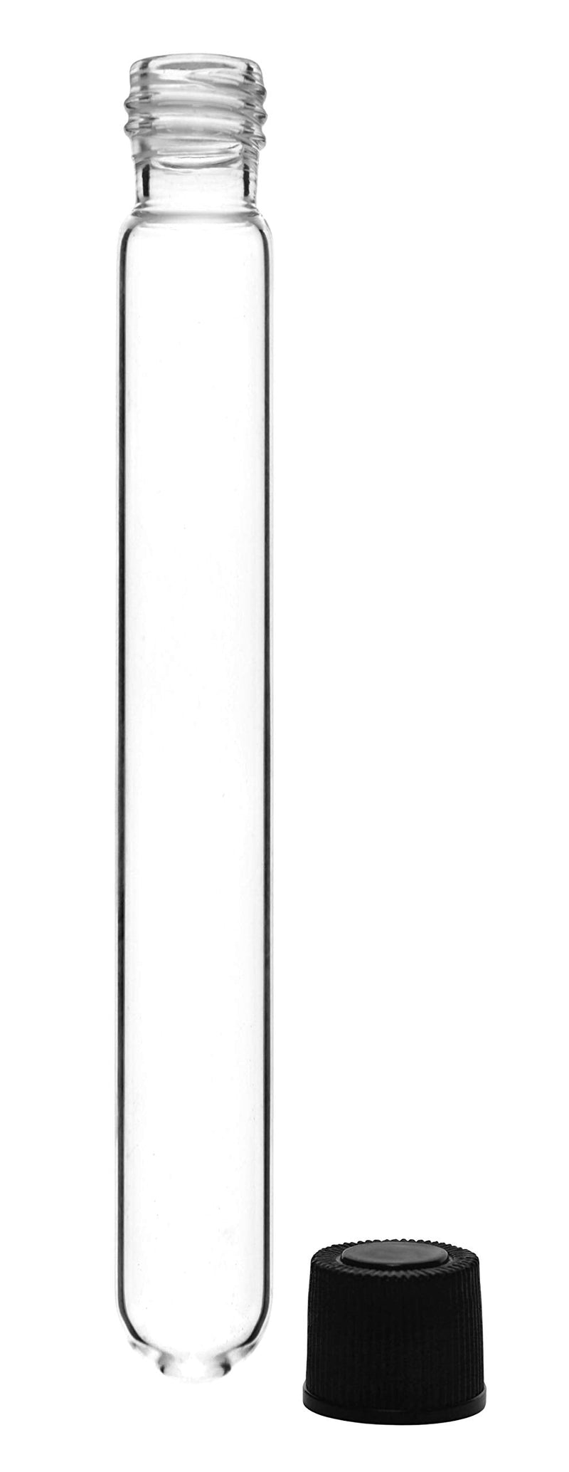 24PK Test Tubes, 15ml - Bakelite Screw Cap with Rubber Liner - Borosilicate 3.3 Glass - 4.9" x 0.6" - Round Bottom - Leak Proof - Eisco Labs 24