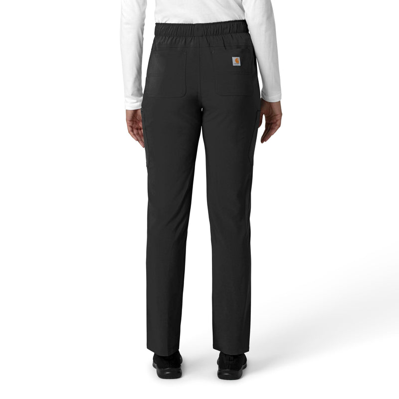 Carhartt Scrubs for Women Force Cross-Flex Straight-Leg Cargo Pants with Drawstring and 7 Pockets Medium Black