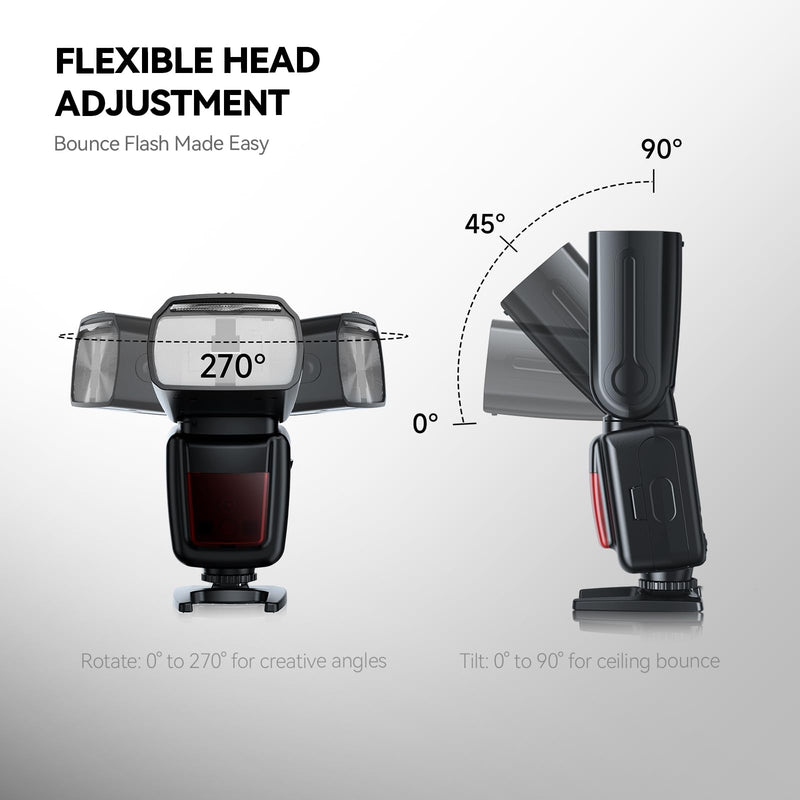 PHOTOOLEX FK300G Camera Flash Speedlite GN33 with Trigger | Universal hot shoe for Canon, Nikon, Sony, Fuji. 2.4G wireless, 8 power levels, M/S1/S2 modes with flash trigger