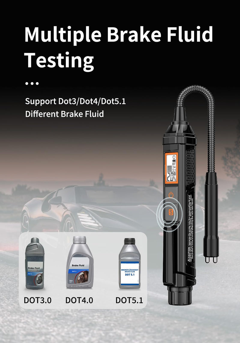 NC Brake Fluid Tester Pen Brake Fluid Test Strips, Calibrated for DOT3 DOT4 DOT-5.1 Brake Fluid