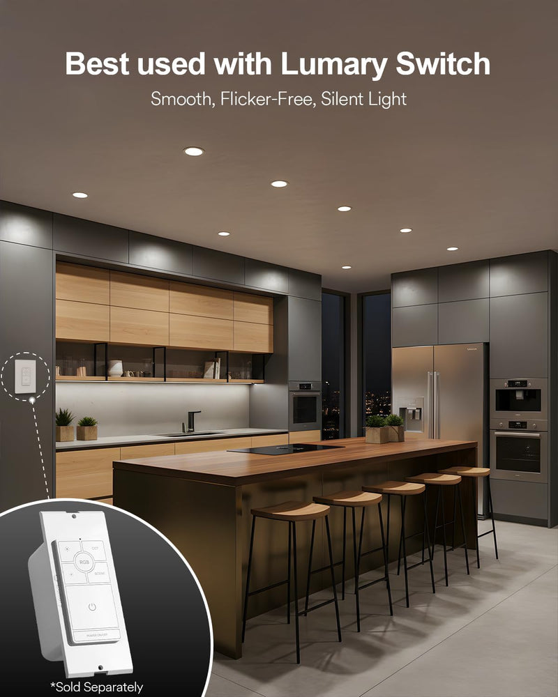 Lumary Smart Flush Mount Ceiling Lights 5/6 Inch, RGBWW WiFi LED Disk Light, Color Changing 2700-6500K Dimmable Recessed Lighting, Surface Mount, Compatible with Alexa/Google Assistant 1 Pack