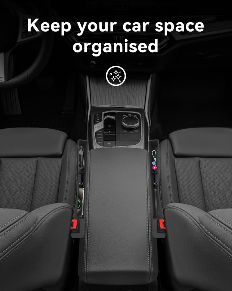 Car Seat Gap Filler, Seat Gap Organizer with Phone Holder, Car Seat Accessories, Car Organizer Fit Car SUV Truck-2PCS Black