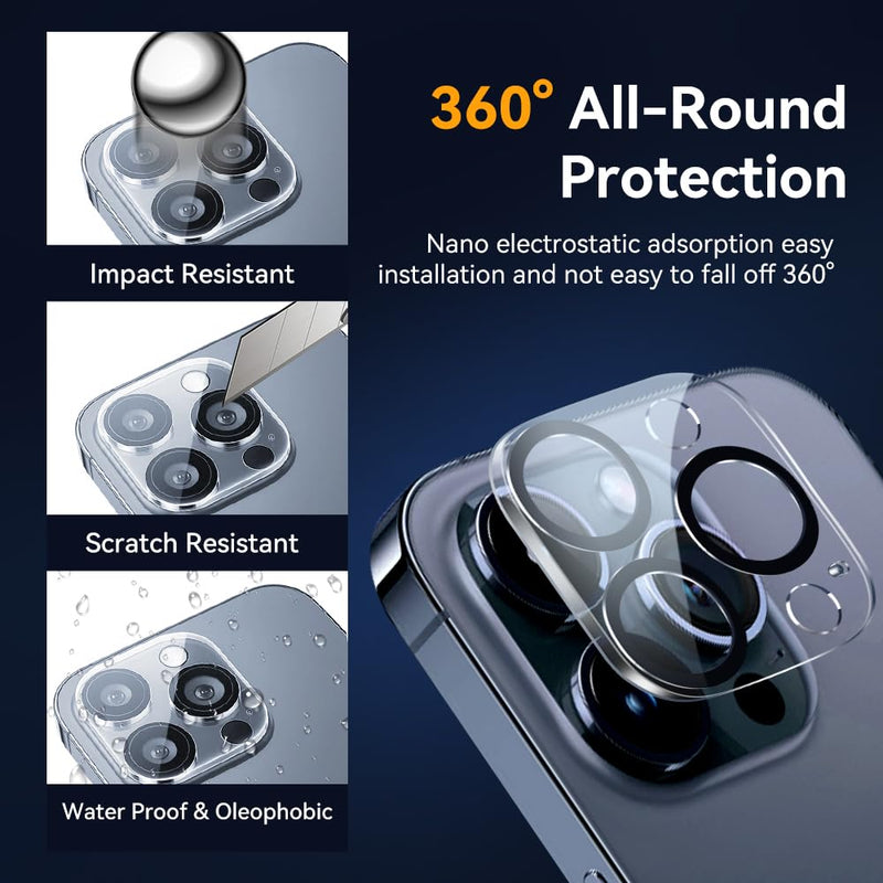 Camera Lens Protector for iPhone 14 Pro 6.1" ＆ iPhone 14 Pro Max 6.7" ,9H Tempered Glass，Ultra HD, Scratch Resistance Easy to Install，Case Friendly，[Does not Affect Night Shots] 3-Pack (iPhone 14 Pro 6.1"/14 Pro Max 6.7")