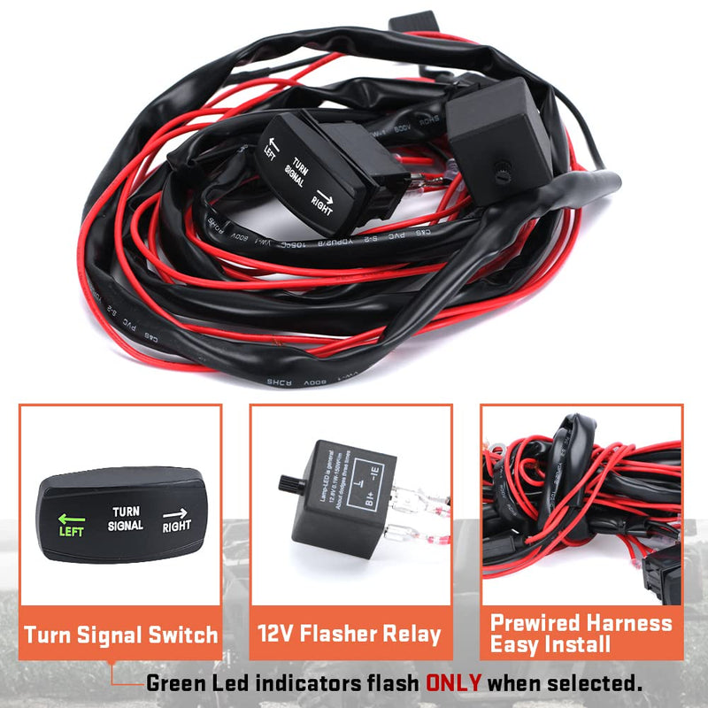 Hypertune Universal ATV/UTV Turn Signal Kit Horn Flasher Relay Kit Compatible with Polaris Kawasaki Golf Cart Arctic Cat SXS ATV UTV Street Legal Kit Vertical Green Horizontal
