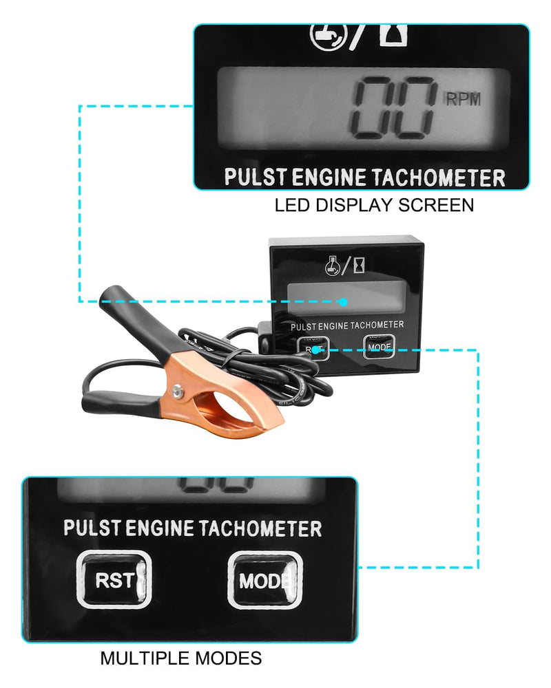 Small Engine Digital Inductive RPM Tachometer Tool Fit for Chainsaw Cropper Generator Lawn Mower RV ATV Dirt Bike Motocross Boat Tractor