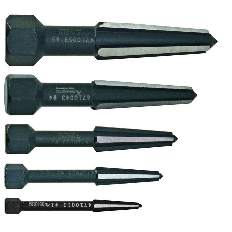 Rennsteig 9R 471 901 3 Screw Extractor Double Edge Set in Metal Case, Size 1-5, Black