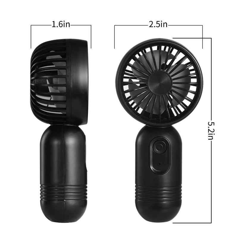  [AUSTRALIA] - VanSmaGo [Portable Mini Fan 2-pack Handheld Personal Small Fan with 3-speed for Travel, USB Rechargeable Battery Operated Eyelash Fan, Black&Pink Black & Pink