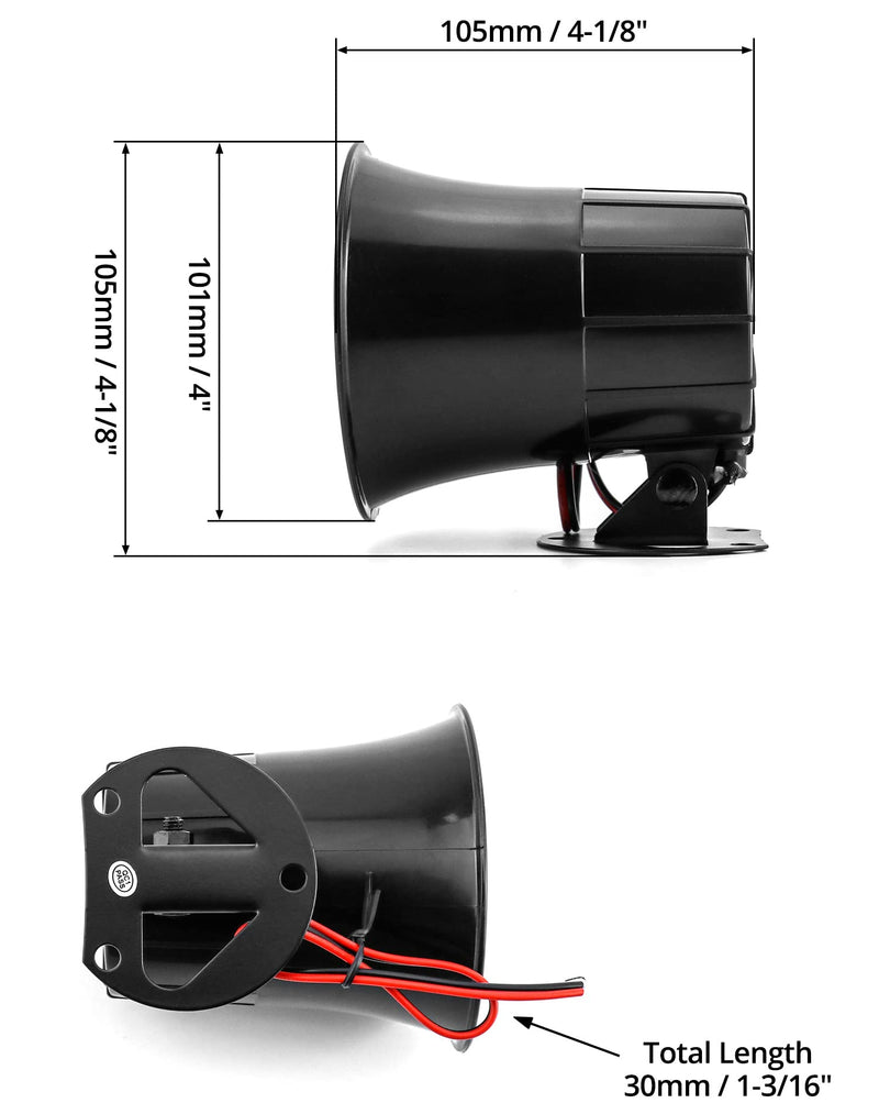 QWORK Electric Siren Horn, 2 Pack DC 12V Security Loud Wired Alarm Siren for Home Alarm System Security and Protection, 110 dB