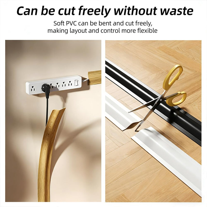 Floor Cord Cover Self Adhesive Cord Hider 3.5FT Cable Management Prevent Cable Trips for Offices Exhibitions Gyms(1.8 in Wide) White