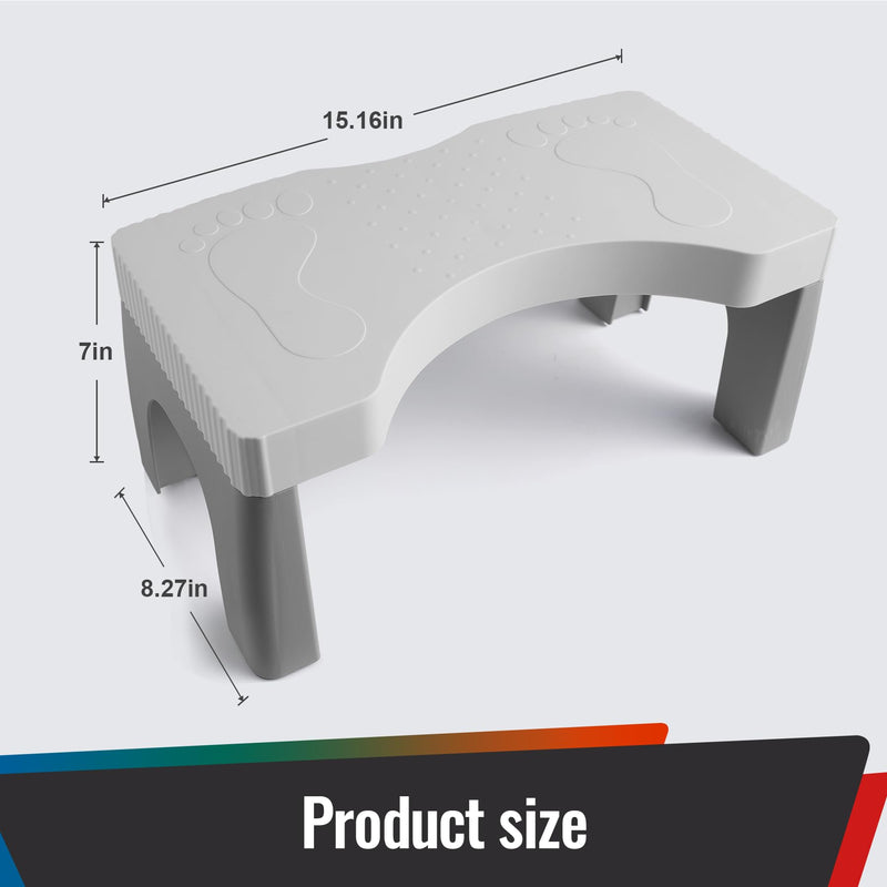 7” Toilet Potty Stool, Anti-Slip Proper Posture Squatting Poop Step, Poop Stool for Better Bathroom Posture, Lightweight Stable & Durable Design, Easy to Clean, Grey 1 Gray