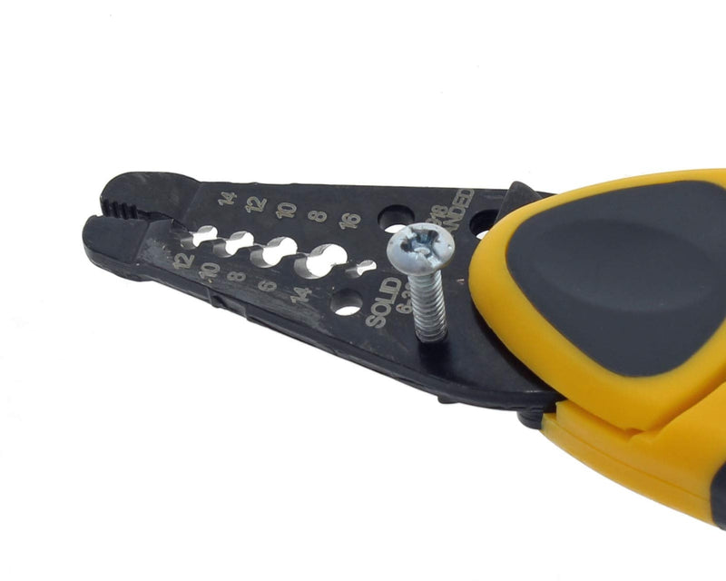 IDEAL Electrical 45-918 Kinetic Reflex T-Stripper - 6-16 AWG, Wire Stripper with Thumb Rest, Plier Nose, Slide Lock, Textured Grips,Black/Yellow