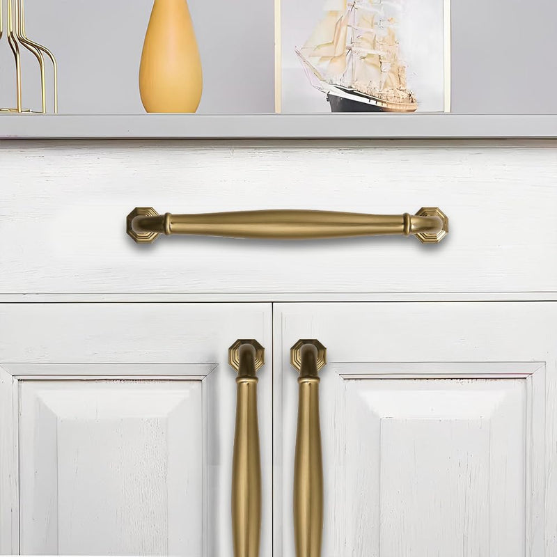 2 Pack 12 Inch Hole Center Brushed Brass Heavy Duty Solid Cabinet pulls Ideal for Dressers, Bathroom, cabinets, and Kitchens cabinets. 2 Pack