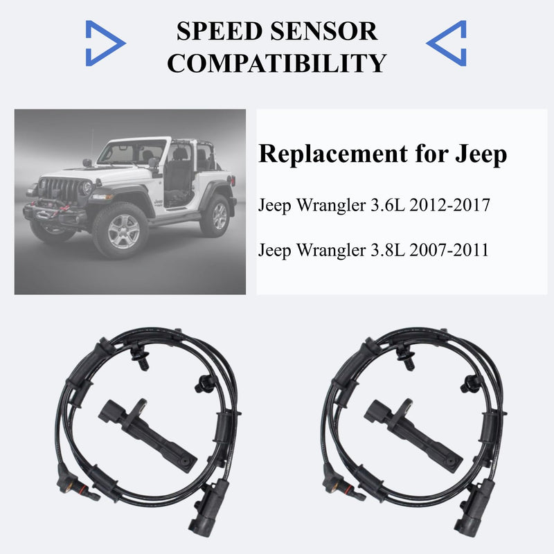 ABS Wheel Speed Sensor - Front Rear Left Driver and Right Passenger Side ABS Wheel Speed Sensor Compatible for Jeep Wrangler 3.6L 2007-2017 Jeep Wrangler 3.8L 2007-2011 68003281AA 52125003AB+68003281AA(4PCS)