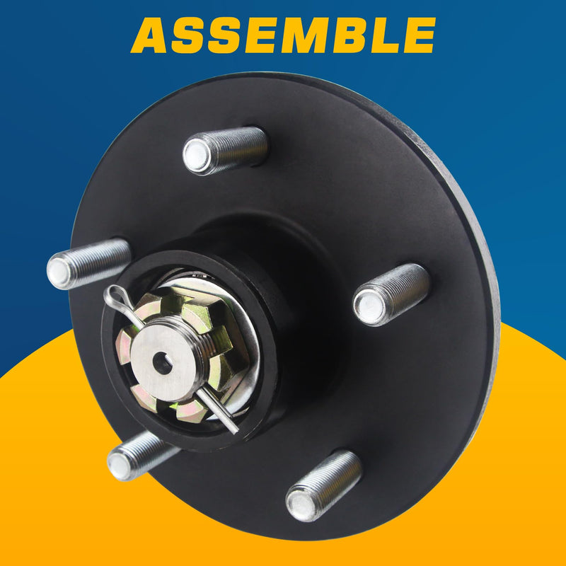 2Sets 1'' Trailer Axle Nut Kits 1'' Thread Spindle Castle Nuts Set with 1" I.D. Washers & 2.3'' Long Cotter Pins, Trailer Nut Kit for 1'' Shaft Spindle KIT#8 (2Set 1'' Trailer Axle Nut Kit)
