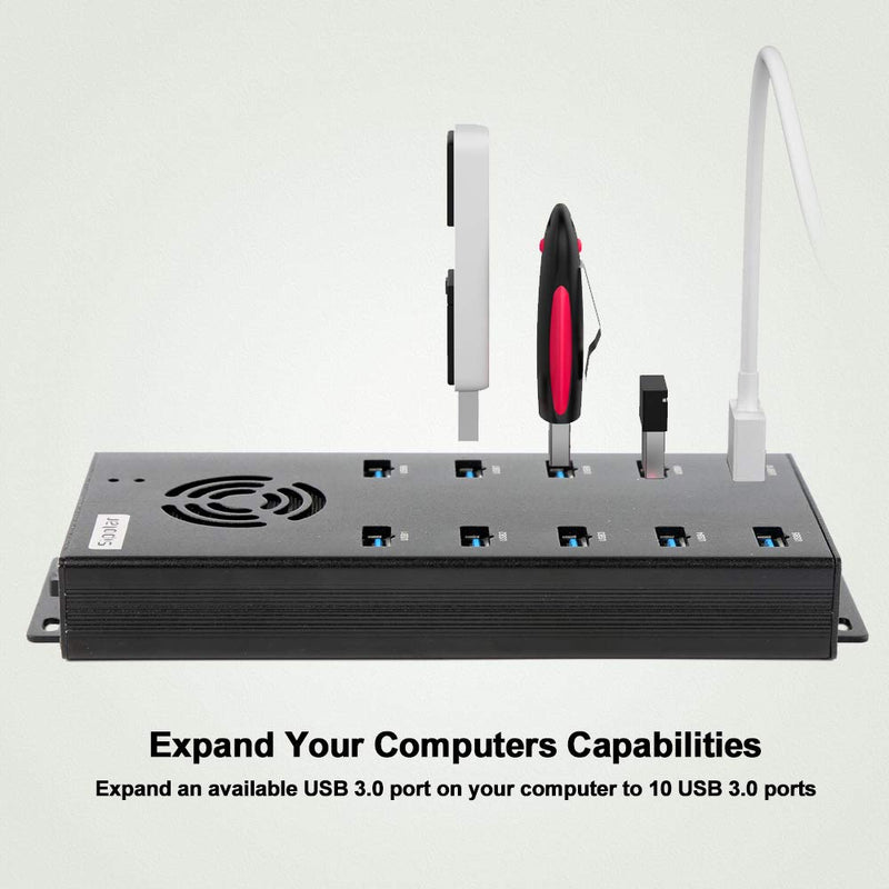 Powered USB Hub 3.0, Sipolar 10-Port USB Hub with 12V 10A Power Adapter, Multi USB Port Expander Fast Data Transfer USB Data Hub Splitter for Laptop, PC,Mobile, Mobile HDD, Flash Drives