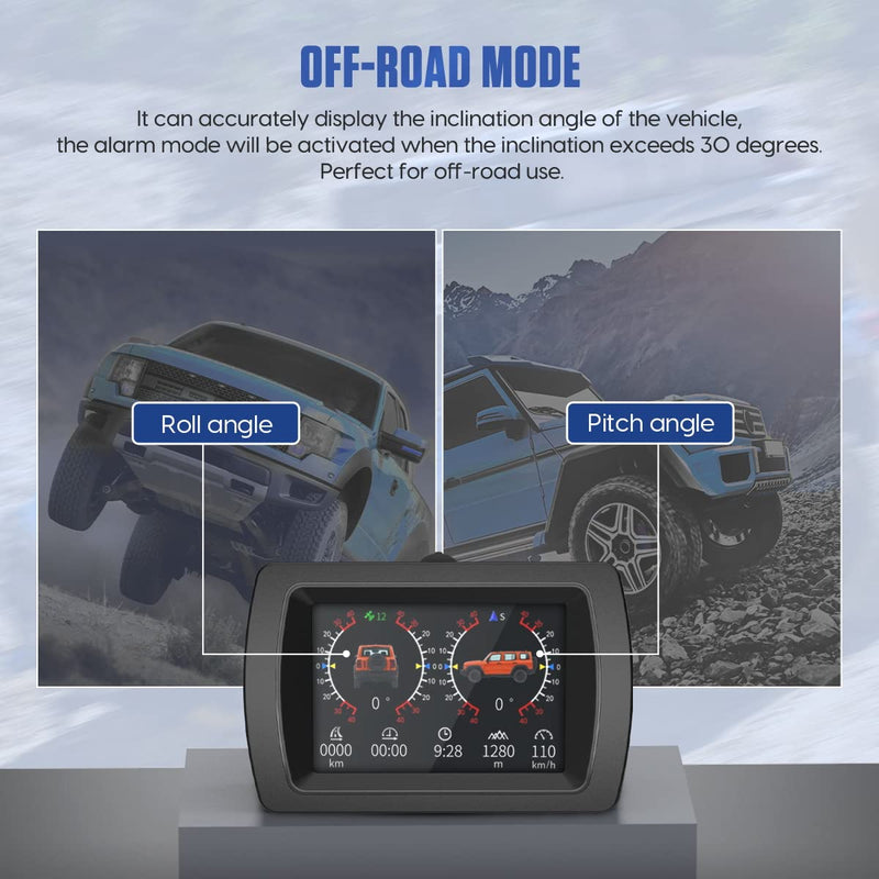 MR CARTOOL M85 Car Inclinometer GPS Speedometer Roll Angle & Pitch Angle with Compass Display for All Off-Road Vehicles