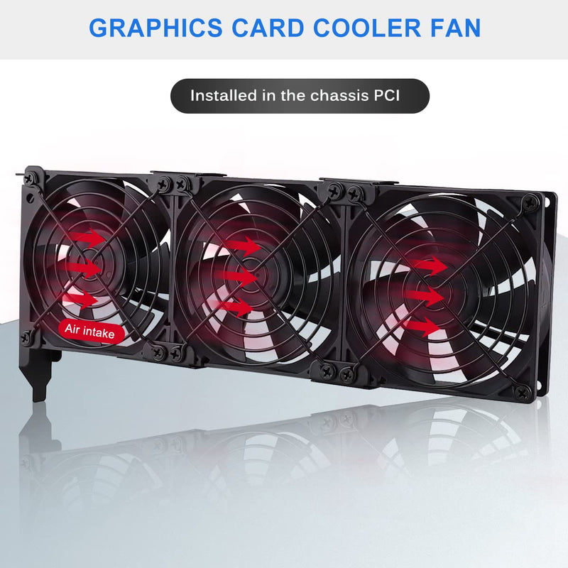 GDSTIME Graphic Card Fans, PCI Slot 3X 90mm 92mm Fans, Graphics Card Cooler | Video Card Cooler, VGA Cooler, GPU Fan Cooler 3* 92x92x25mm fan