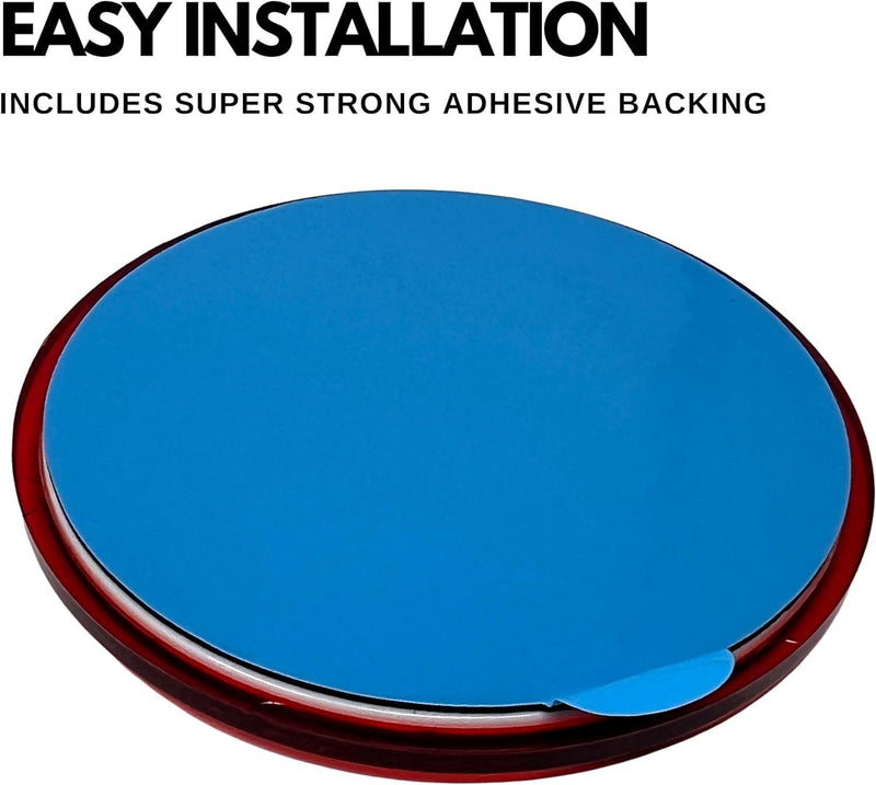 [ALL STAR TRUCK PARTS] Class A 3" Round Reflector Strong Stick-on - RED/AMBER for Trailers, Trucks, Automobiles, Mail Boxes, Boats, SUV's, RV's, Industrial Applications (2x Red) 2x Red