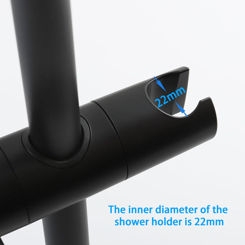 SKOWLL Adjustable Slide Bar 26 Inch Shower Silde Bar No Drill, Stainless Steel Shower Slide Bar with Handheld Shower Head Holder, Wall Mount Sliding Shower Bar for Bathrooms, Outdoors, Matte Black