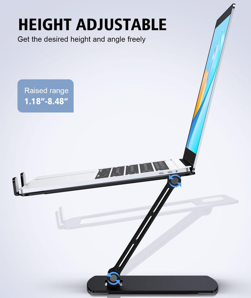 Laptop Stand for Desk, Aluminum Adjustable Foldable Laptop Riser, Ergonomic Computer Stand Compatible with MacBook, Dell, Samsung, Lenovo, 10-16"