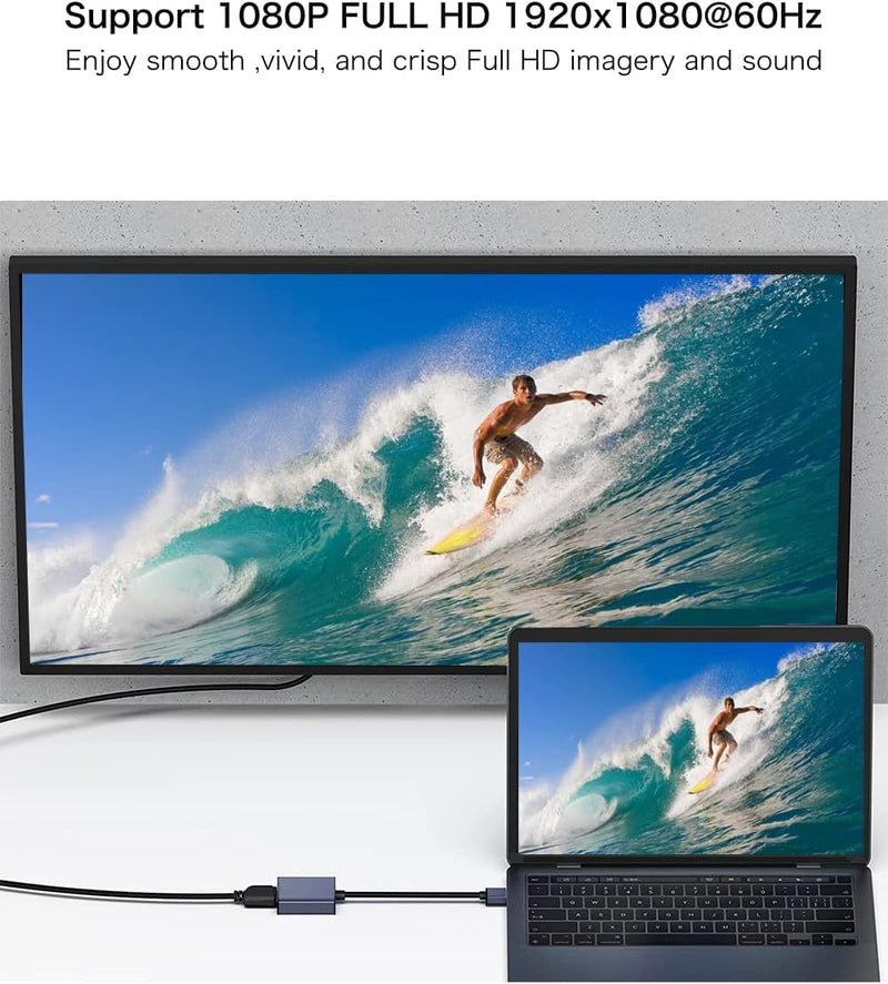 USB to HDMI Adapter | 3.0/2.0 Multi-Monitor Cable,Compatible with Windows 7/8/10/11 and MacOS for Multiple Monitors Gray