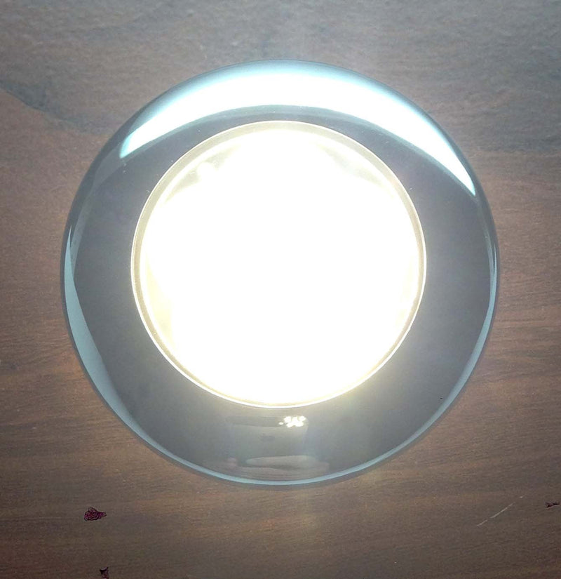 MARINE BOAT 6 LED WARM WHITE CEILING COURTESY LIGHT STAINLESS STEEL RIM FLUSH