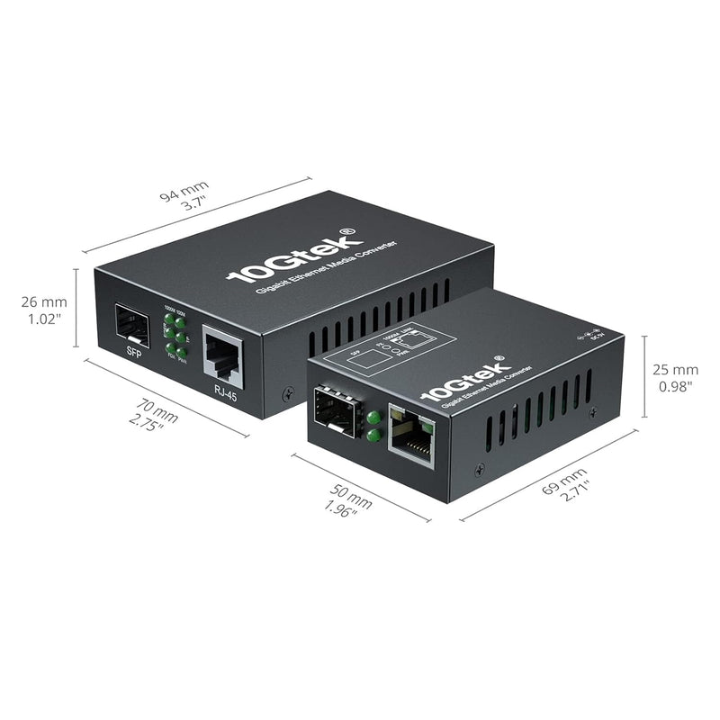 10Gtek [Mini Size] Gigabit Ethernet Media Converter, Open SFP Fiber to Ethernet RJ45 Converter for 10/100/1000Base-Tx to SFP(SFP Slot Without Module), UL Certified 1
