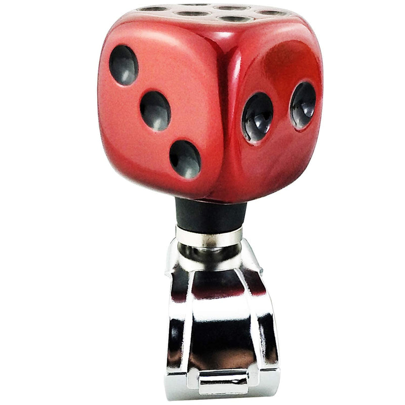 Lunsom Steering Wheel Spinner, Dice Shape Car Turning Wheel Knob Suicide Power Handle Driving Aid Turning Control Helper Fit Most Vehicle, Trucks (Red) red