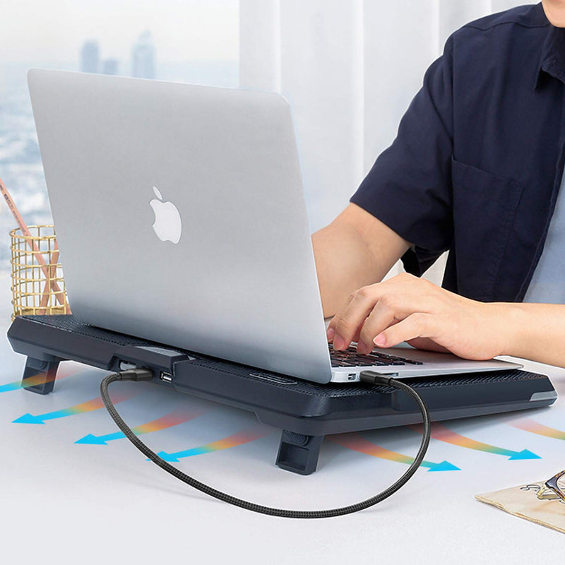 AICHESON Portable Laptop Cooling Pad with 6 Fans and 2 Pack 2ft USB A Cables Set