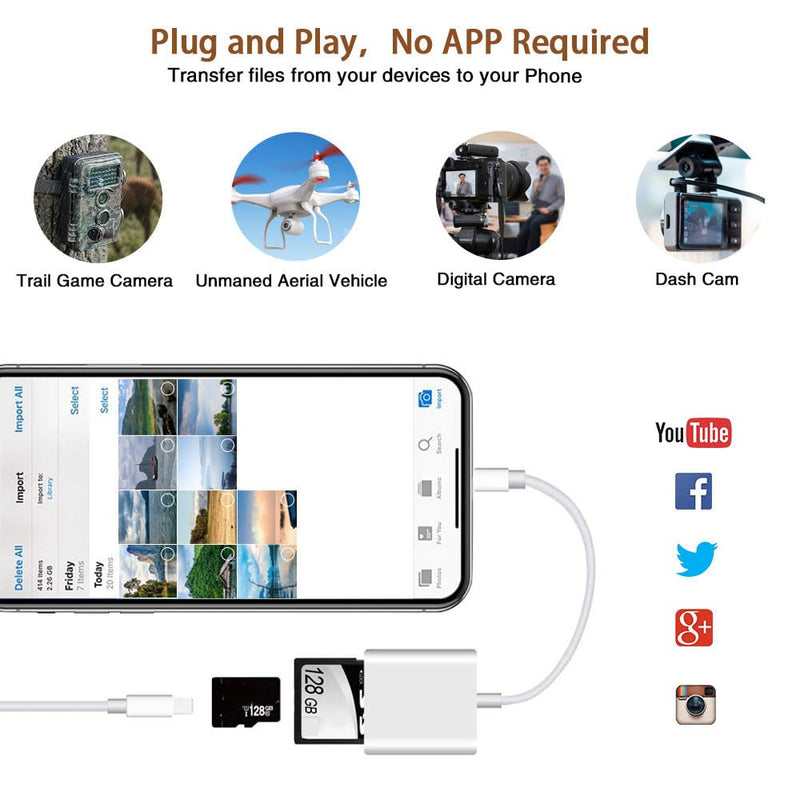 SD Card Reader USB-C, Support SD/TF Card Reader for Android Phone | Plug and Play, Supports up to 512GB Memory Card