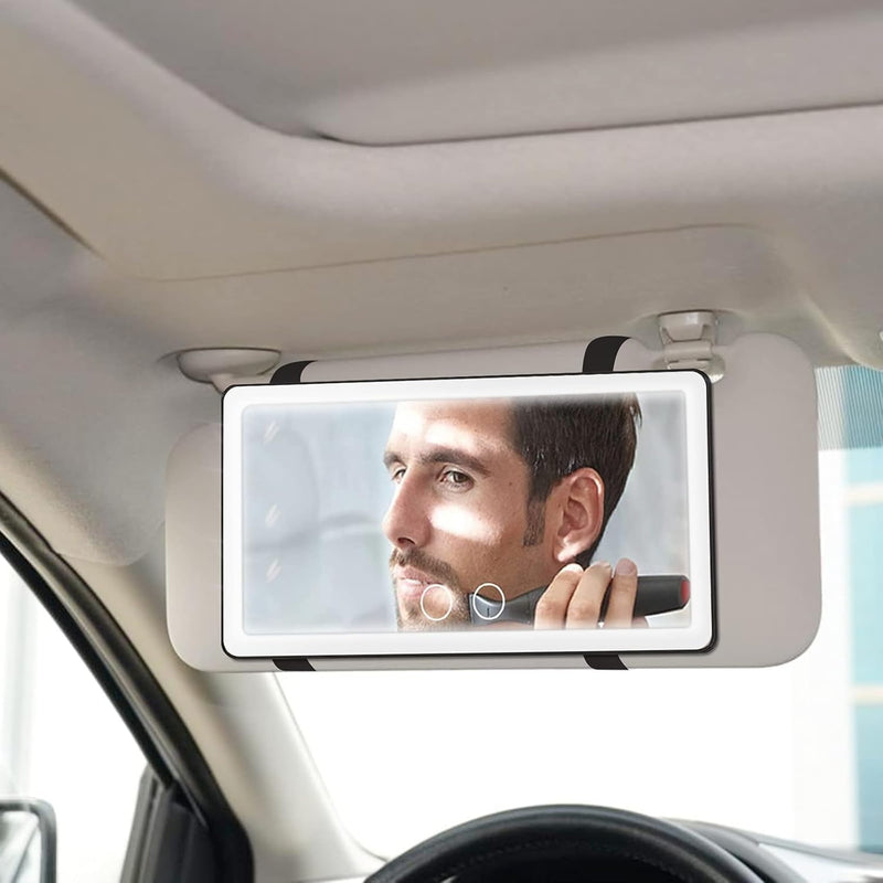 Car Sun Visor Vanity Mirror with 3 Light Modes & 80 LEDs, Rechargeable LED Makeup Mirror- Dimmable Touch Control, Universal for Truck SUV-Car Accessories Essentials for Women Black