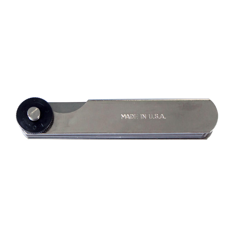Feeler Gauge, English & Metric, 26 Leaves, 1/2" Width at Tip | Straight Blade,0.0015" to 0.025" (0.038 to 0.889 mm), Made in USA Straight Blade 0.0015" to 0.035"