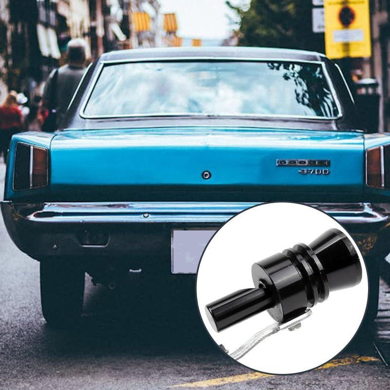2Pcs Turbo Sound Whistle Simulator, 4.2 x 0.9 Inch Car Turbo Whistle, Aluminum Turbo Sound Whistle Exhaust Muffler Sound Booster, Black Universal Car Roar Maker Tail Pipe Whistle