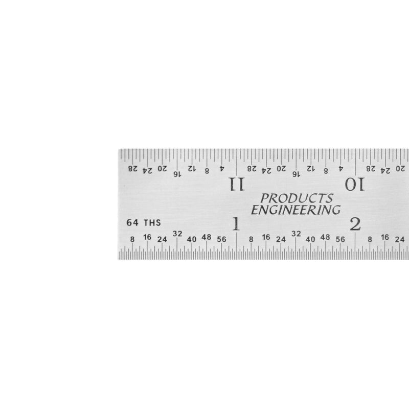 PEC Tools 12" Rigid Metal Ruler, Made from Premium Stainless Steel, 4R Graduation (1/8", 1/16", 1/32", 1/64"), Fully Hardened and Tempered Machinst Rule, Made in USA