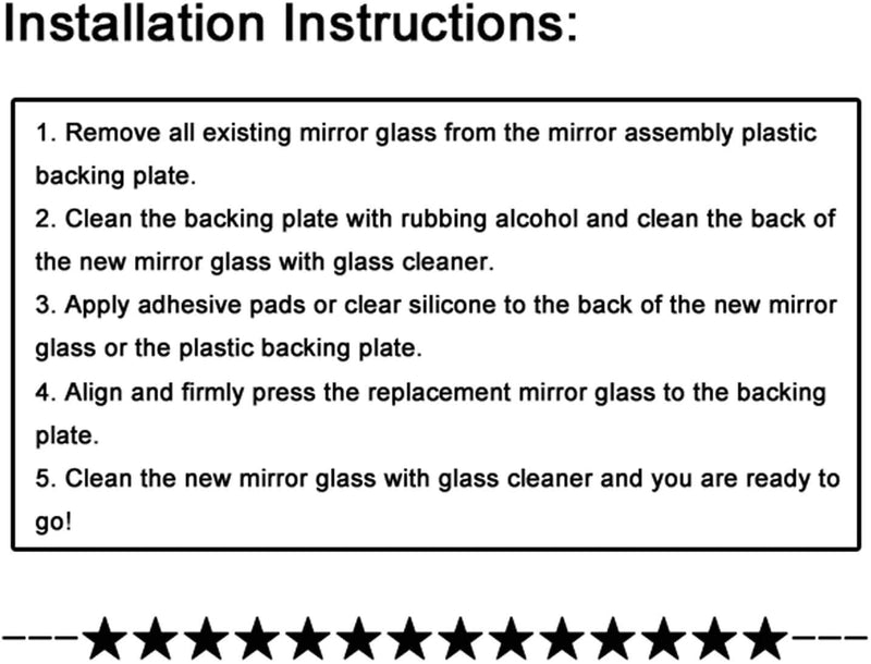 WLLW Side Mirror Replacement Glass fit for 2004 2005 2006 2007 2008 Ford F150 Convex RH Rignt Passenger Side Including Adhesive, Non Towing Mirror Glass Non Heated Passenger Side 10 1/4 inches