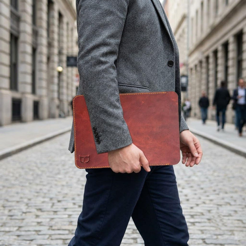 Dessi Slim Ultra Lightweight Handmade Leather Tablet Sleeve Matte Tan Brown Protective Case for iPad mini 7 A17 Pro iPad mini 6 5 Fire HD 8 Kindle Paperwhite 8 Inch Mini iPad Cover