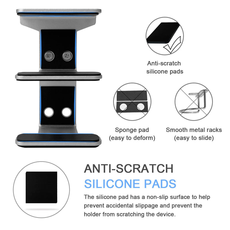 IFCASE 2 Tier Under Desk Laptop Mount, Double Decker Metal Under Desk Shelf Holder for Laptop, MacBook Pro, Keyboard with Anti-Scratch Silicone (Silver) Silver