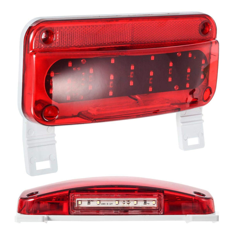 Partsam Rectangular Red LED RV Camper Trailer Stop Turn Brake Tail Lights White License Plate Light 49 LED with License Bracket Holder and White Base 12V Sealed w Reflex Surface Mount (Left + Right) Red Lens