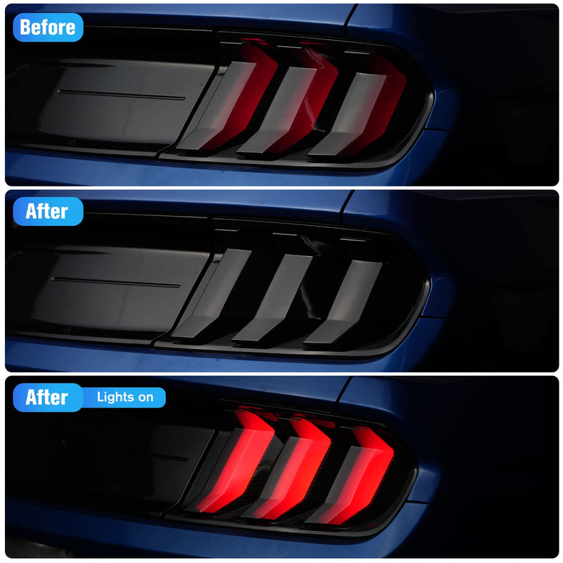 Smoke Black Taillight Protector Cover Compatible Ford Mustang, PC Resin Tail Shades, Taillight Decorative Shade Accessories Compatible Ford Mustang 2018 2019 2020 2021 2022 Ford Mustang 2018-2023