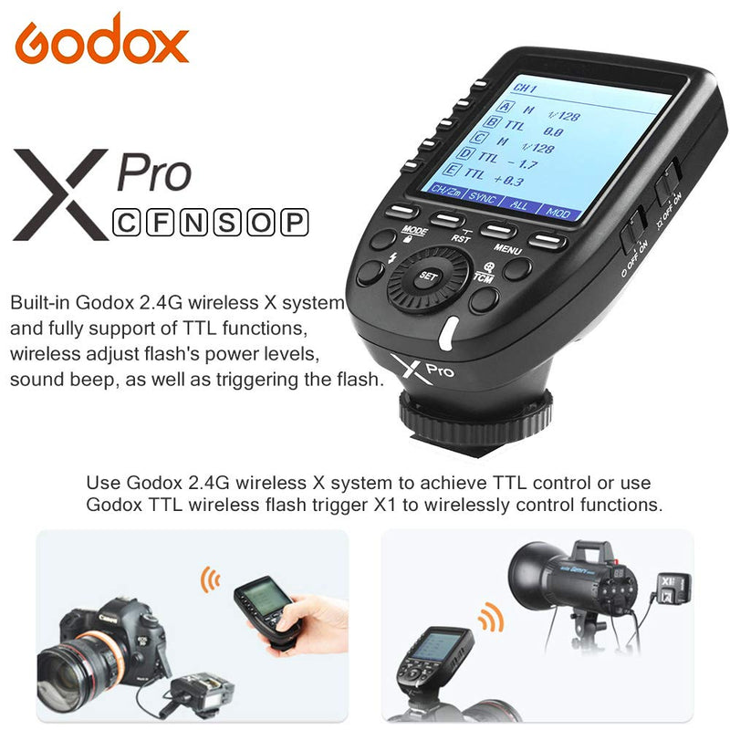 GODOX Xpro-C TTL Flash Trigger 1/8000s HSS Trigger Transmitter for 2.4G X Wireless System,5 Dedicated Group Buttons