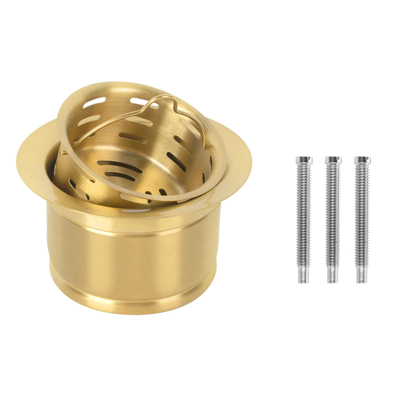 Deep Extended Garbage Disposal Flange with Basket Strainer，Fit for 3-1/2 Inch Standard Sink Drain Hole, Gold Deep Sink Flange