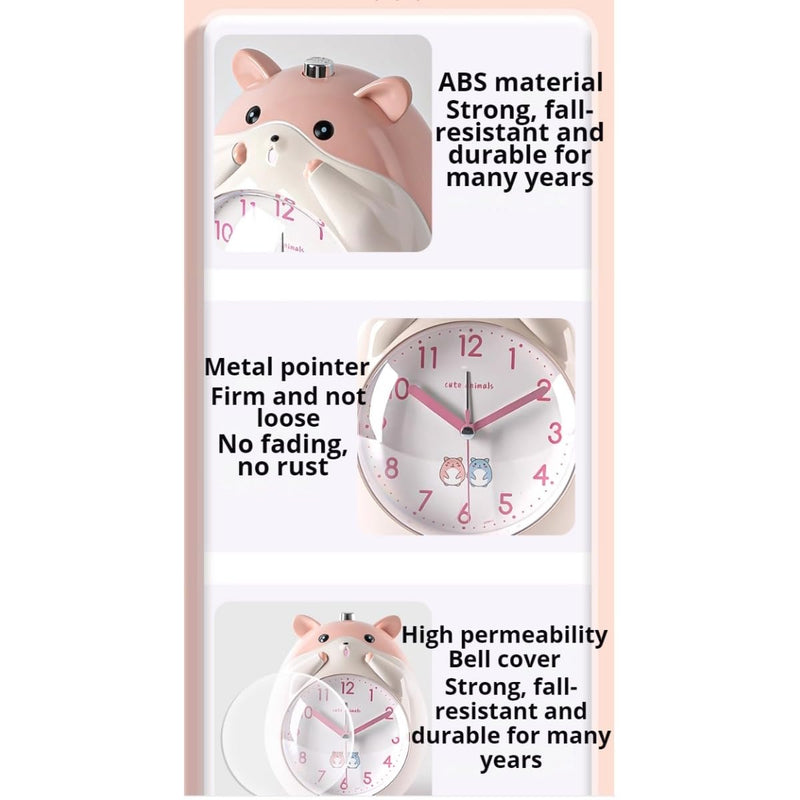 Kids Alarm Clock Hamster Alarm Clock for Kids Bedroom, Cute Cartoon Bedside Clock Children's Sleep Trainier, Wake Up for Boys Girls Birthday Gifts (Yellow) Yellow