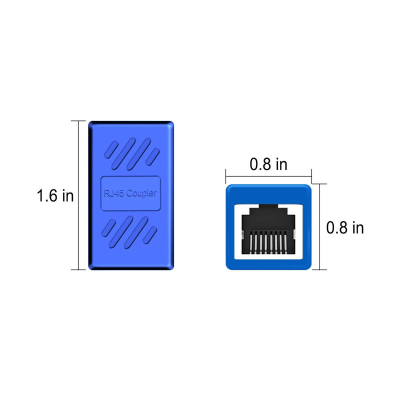 RJ45 Coupler in-Line Cat 7/Cat 6/Cat 5e Ethernet Cable Extender Adapter Female to Female (RJ45 Coupler Blue 6 Pack) 6 PCS