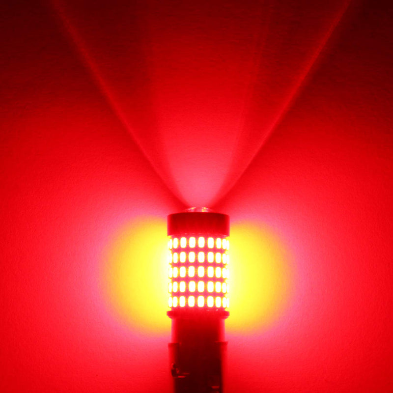 PHINLION 1157 LED Brake Light Bulbs, 2800 Lumens Super Bright 3014 103SMD 2057 2357 7528 BAY15D Red LED Bulb for Turn Signal Blinker Tail Stop Lights, Pack of 2