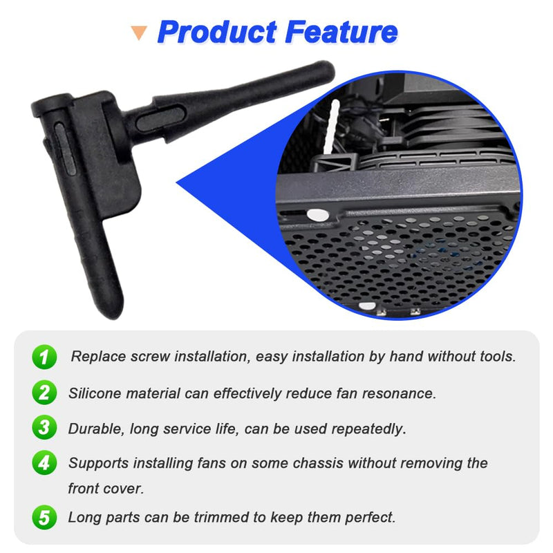 CPU Fan Rubber Screws, PC CPU Fans Black Rubber Reducing Noise Anti-Vibration Screws, Computer Cooling Fan Soft Rubber Mounting Screws for PCCOOLER Fan (50 Pcs)