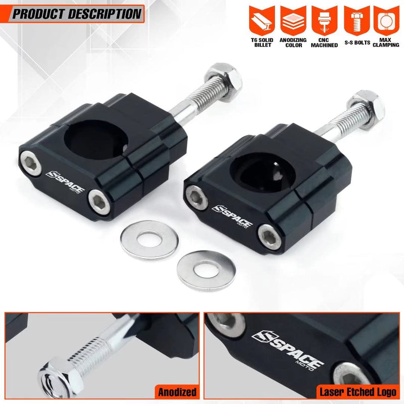 Universal Dirt Bike Handlebar Mounts- Motorcycle Handlebar Riser Mounting Kit 1-1/8" Black