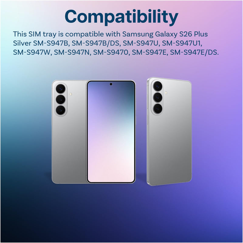 MMOBIEL Dual SIM Card Tray Compatible with Samsung Galaxy S26 Plus – Slot Tray Holder – Dual SIM Card Holder Replacement – Incl. Removal Tool and Waterproof Rubber Ring - Silver Silver Shadow