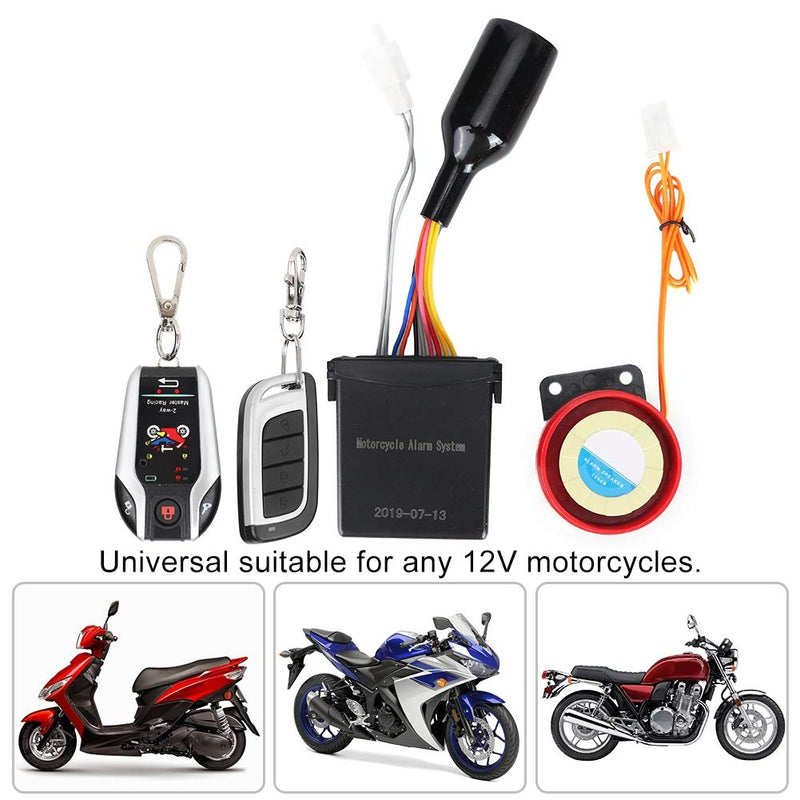 Acouto Motorcycle Alarm System Anti Theft,2 Way Remote Alarm Horn Security System with Engine Start Function for Motorcycle