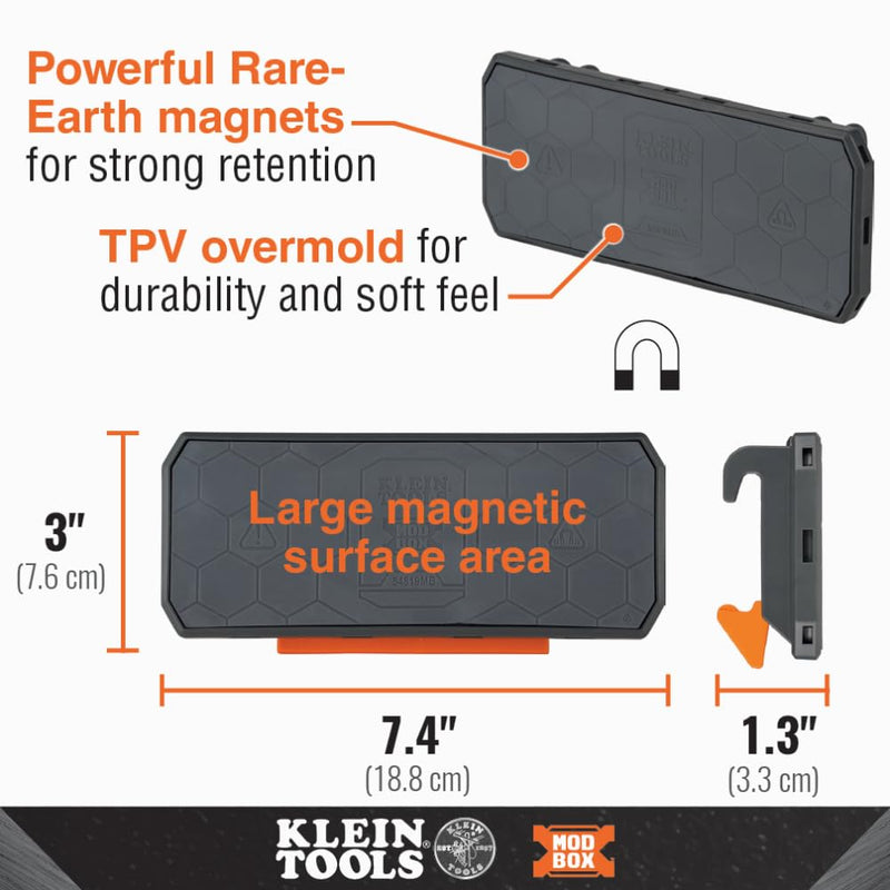 Klein Tools 54819MB MODbox Magnetic Strip, Modular Tool Storage System Side Mounting Accessory, Easy One-Handed Attachment, Strong Magnets